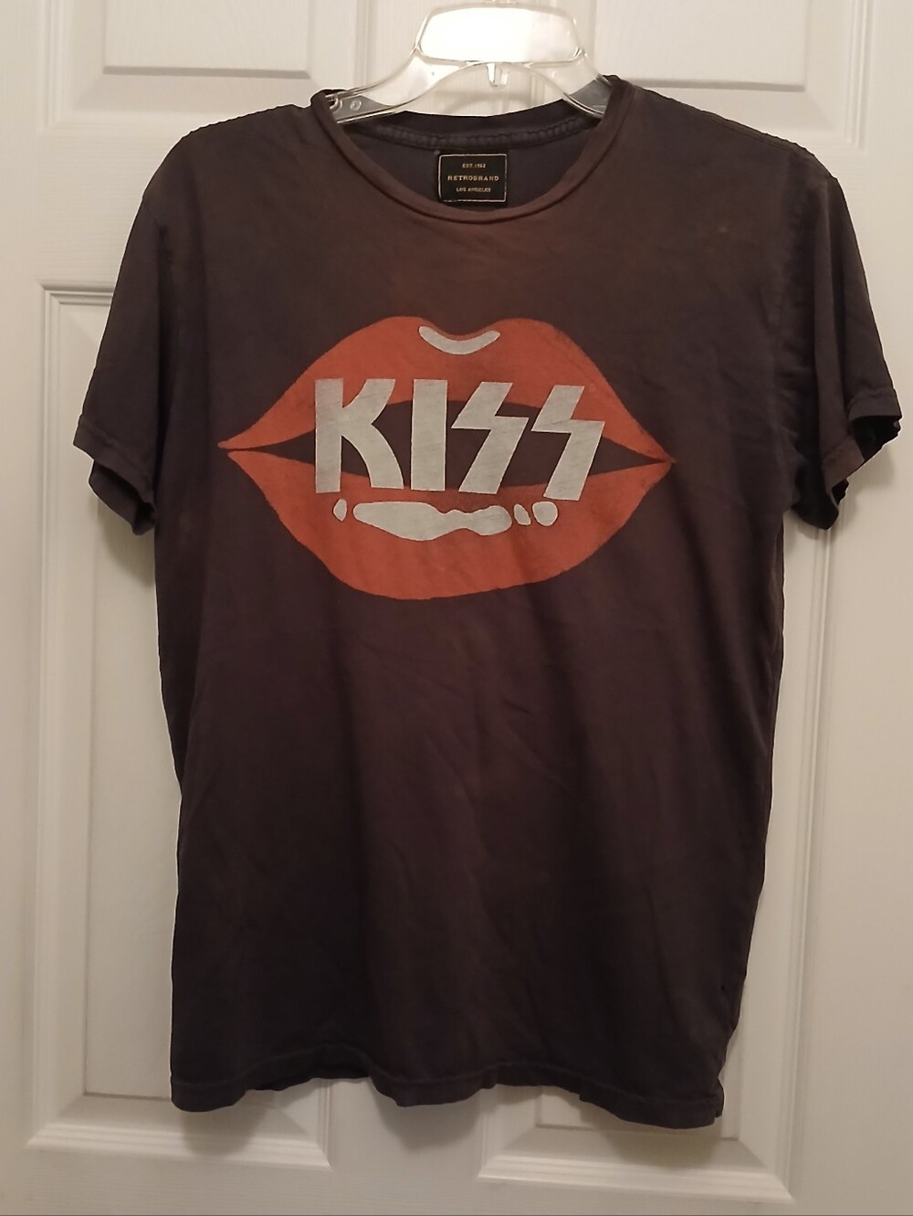 KISS Big Lips Vintage Style Tee By Retro Brand Los Angeles Size S Pop Art Black